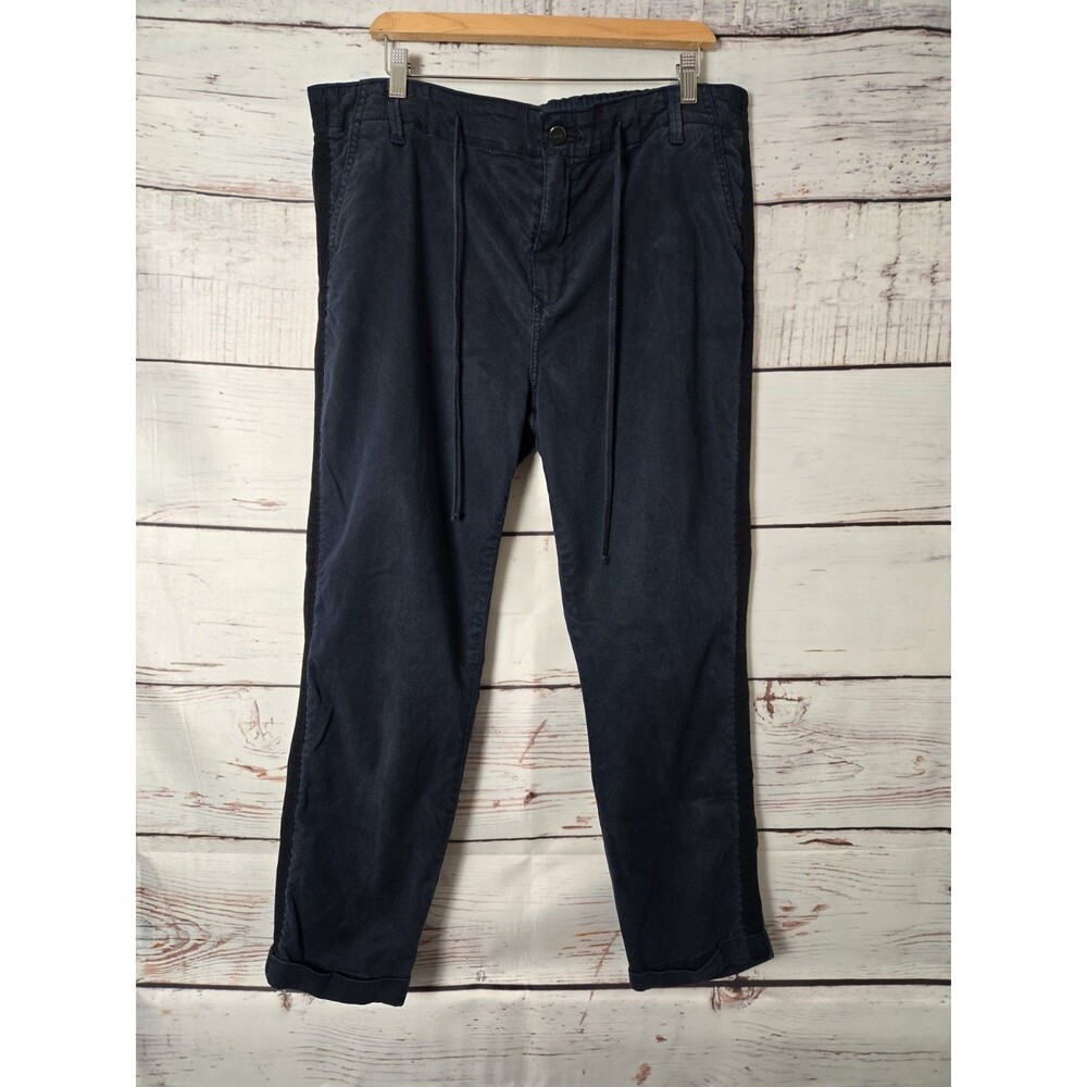 Paige Womens Christy Pants Size 34 Blue Elastic Waist Cuff Bottom Relaxed Casual